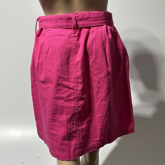 J Crew Skirt Womens Pink Linen Cotton Blend Utility Skirt Tie Belt Size 12 NWT - Picture 3 of 10